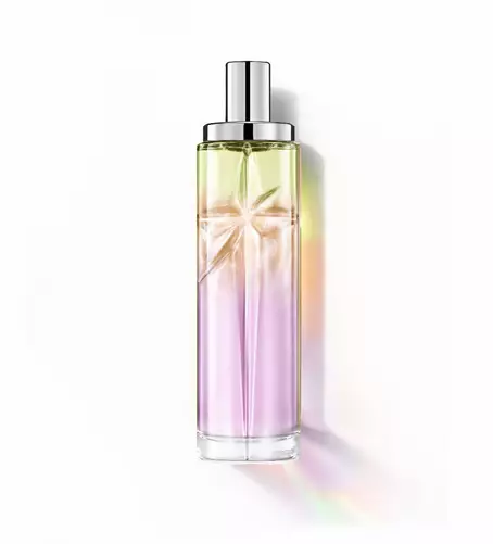 Sweet Kiss: tall bottle with lavender, amber and light green gradient on a white background.