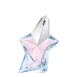 Mugler Angel Eau de Toilette in delicate light blue transparent star-shaped bottle on white background