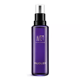 Mugler Alien perfume refill bottle with black pump on a white background​