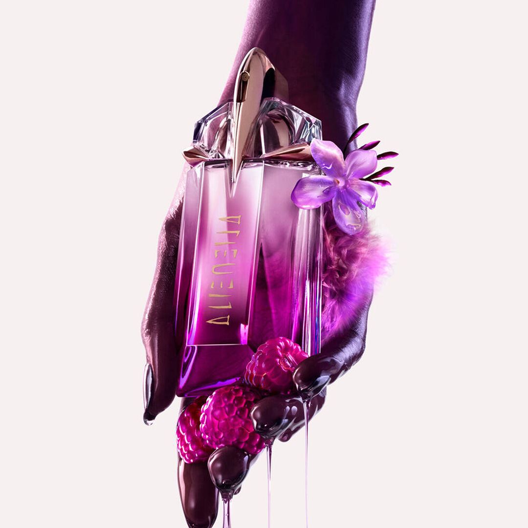 Alien Pulp by Mugler bottle with raspberry accord and purple jasmine​.