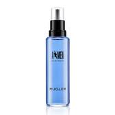 A*Men Eau de Toilette blue refill bottle with black spray cap on white background.