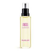 Angel Nova Mugler eau de parfum refill bottle with black pump on a light gray background
