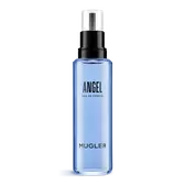 Blue Angel Mugler eau de parfum refill bottle with black pump on a white background