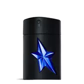 Mugler A*Men Stellar Eau de Toilette in black cylindrical bottle with electric blue star on white background