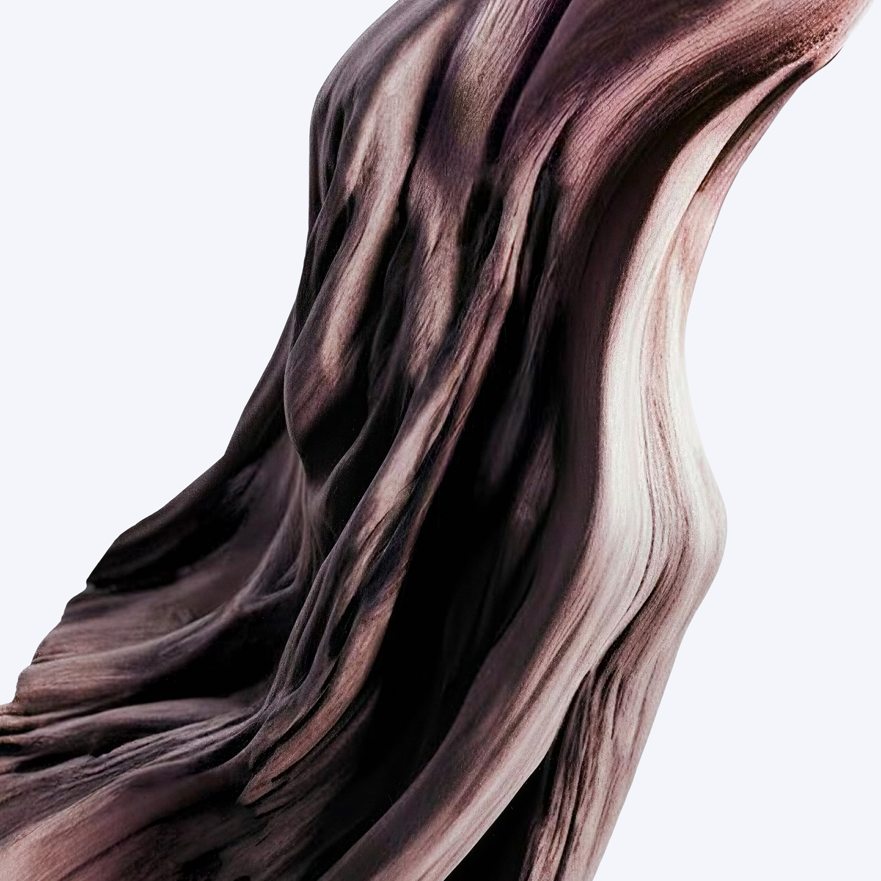 Flowing deep mauve satin texture inspired by Angel Blush by Mugler showing the wood of the perfume​